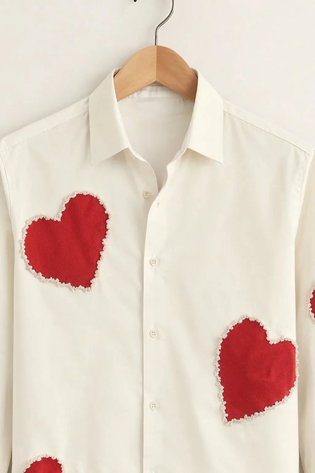 Men’s Red Heart Patch Print Designer Shirt