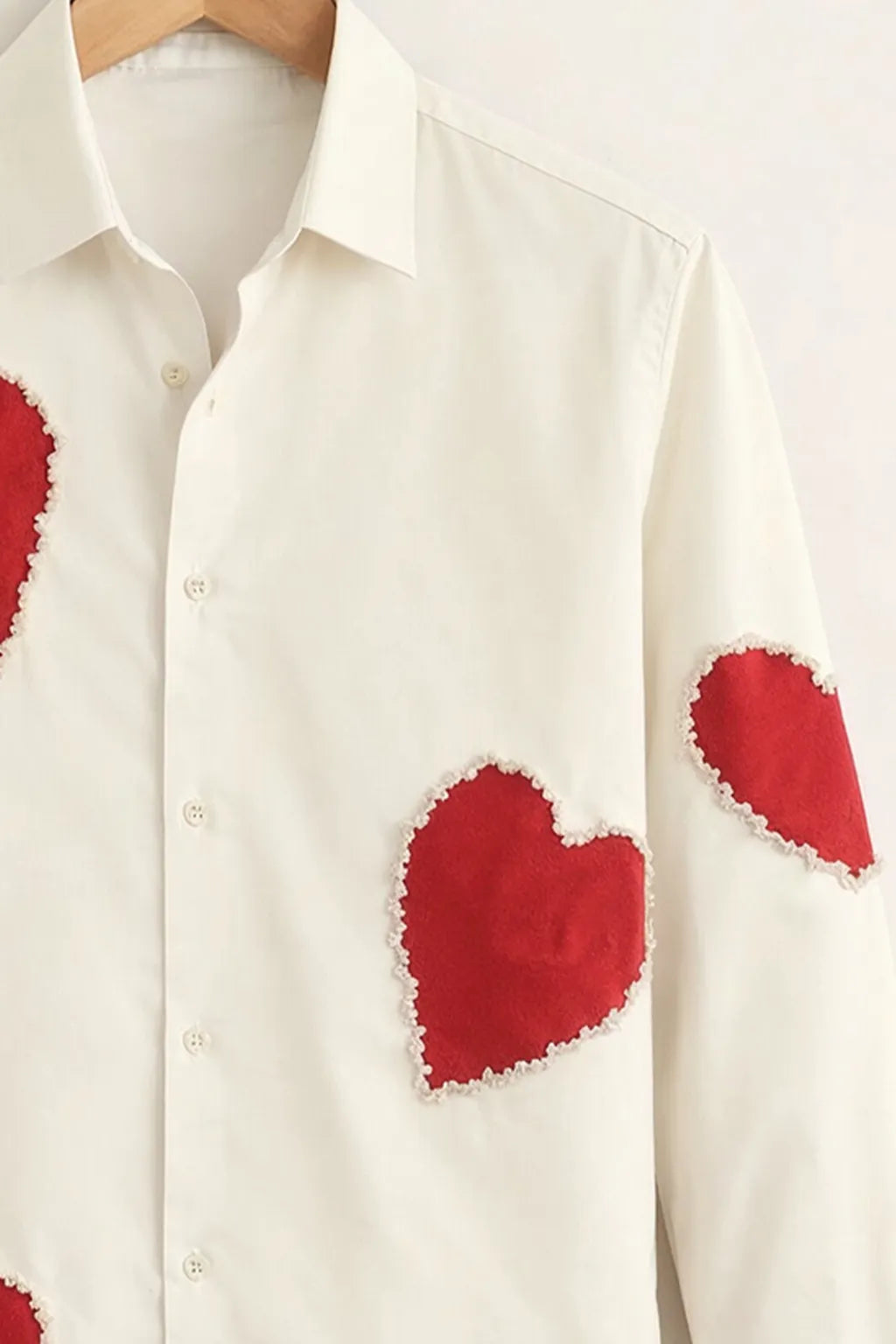 Men’s Red Heart Patch Print Designer Shirt